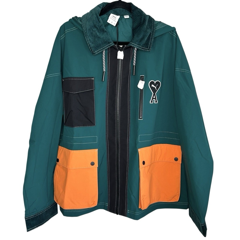 Puma X Ami Zip Jacket Large Green Sportswear Hooded Heritage‎ Street Outdoor NWT